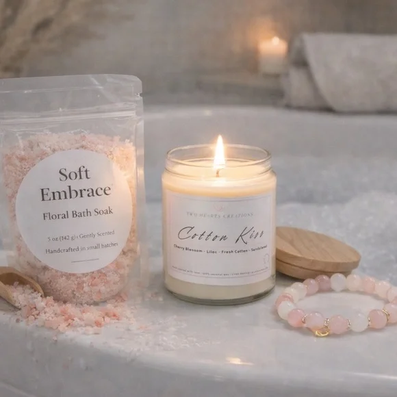 Soft Embrace Bath Soak 5 oz Cherry Blossom Fresh Cotton Spa Gift - Picture 3 of 5